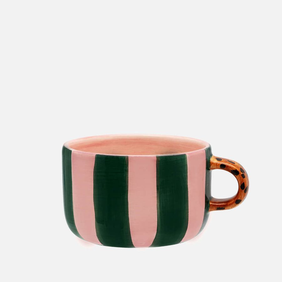 anna + nina Pink Stripe Leopard Cappuccino Mug | Coggles (Global)