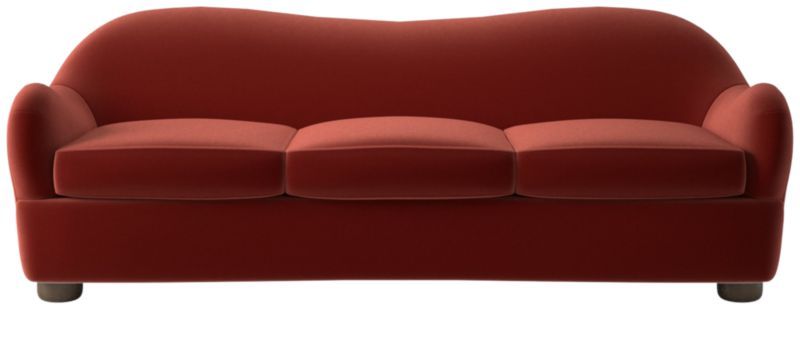 Bacio Merlot Modern Curved Velvet Sofa | CB2 | CB2