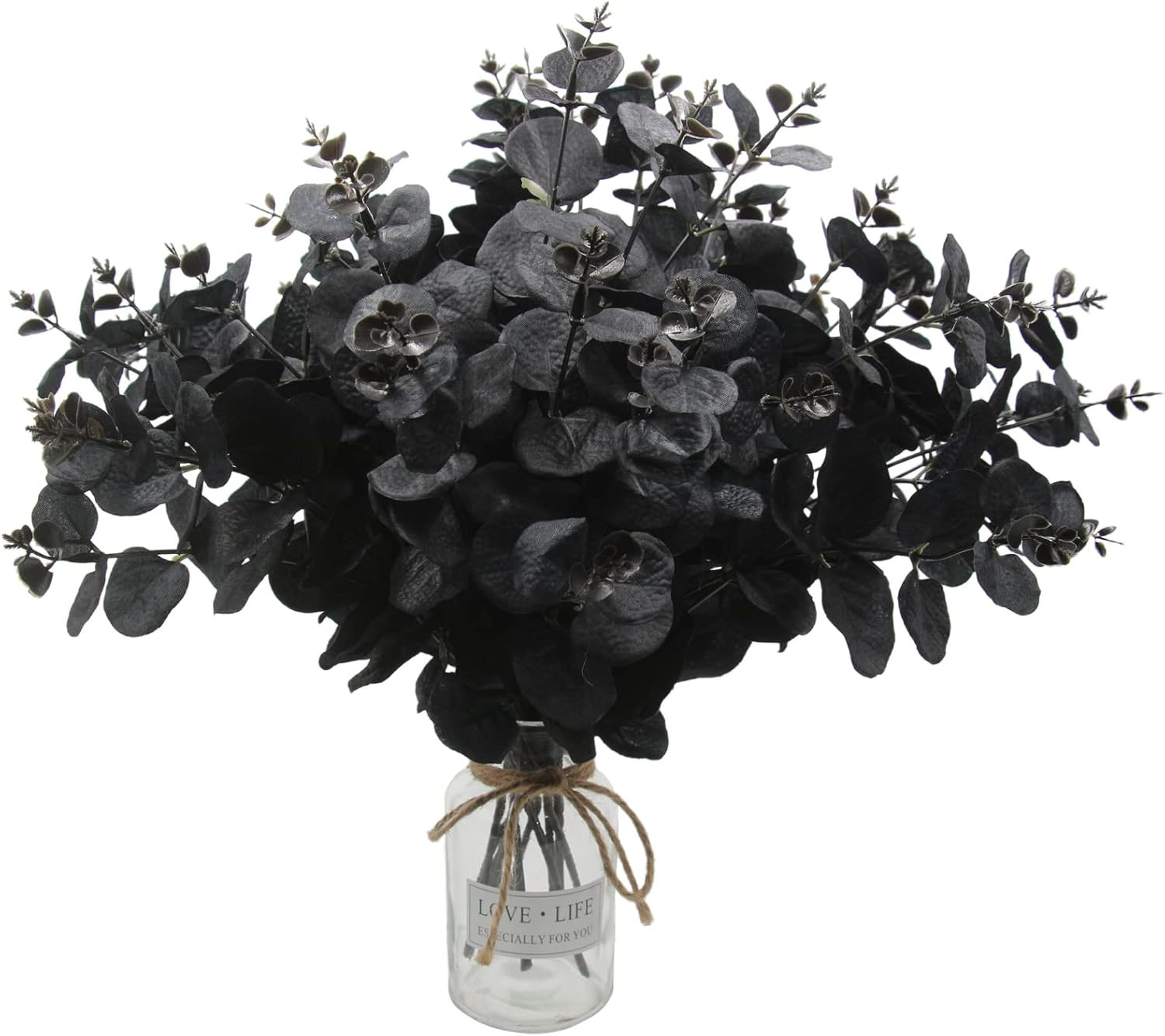 Hananona 12 Pcs Artificial Black Eucalyptus Stems, 14" Eucalyptus Leaves Branches Bouquet for Flo... | Amazon (US)
