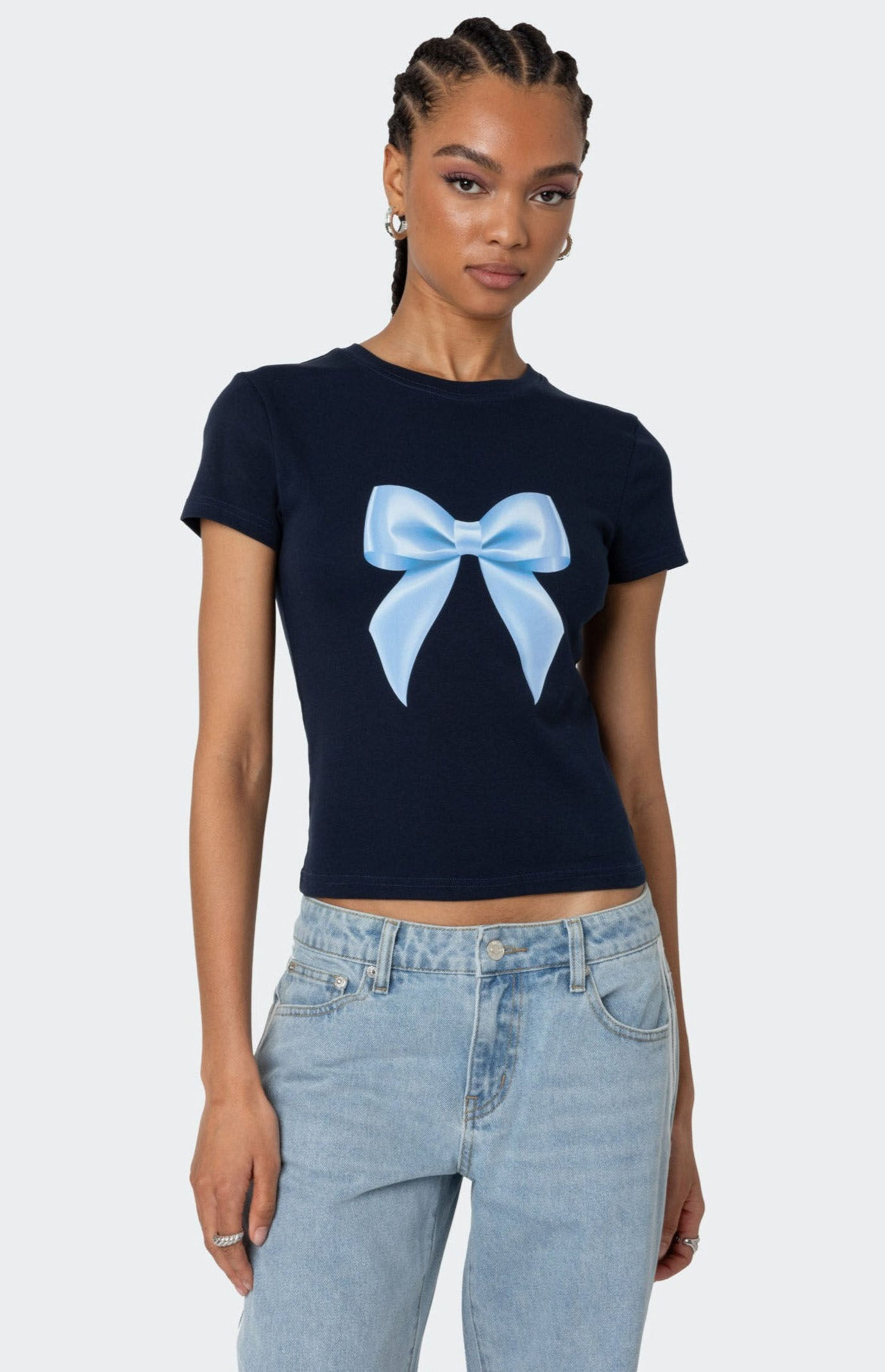 Edikted Women's Tied Up T-Shirt in Navy - Size Medium | PacSun