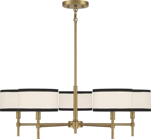 Meridian M10011NB Vintage Traditional White Fabric with Black Binding Chandelier, 5-Light 300 Tot... | Amazon (US)