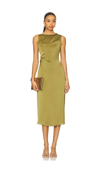 Shoulder Drape Dress in Avocado | Revolve Clothing (Global)