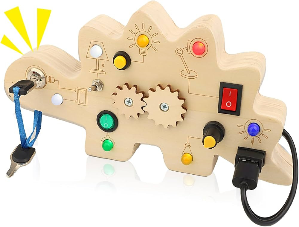 Montessori Busy Board Toddler Toy: - Baby Wooden Dino Travel Activity Board for 1 2 3 4 Year Old,... | Amazon (US)