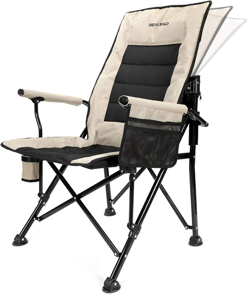 REALEAD Oversized Camping Chairs - Heavy Duty Folding Chair for Outside Support 400 LBS - Padded ... | Amazon (US)