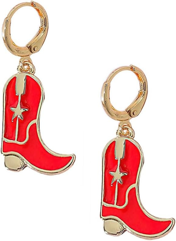Enamel Western Cowgirl Boot Earrings Cowgboy Dangle Drop earrings | Amazon (US)
