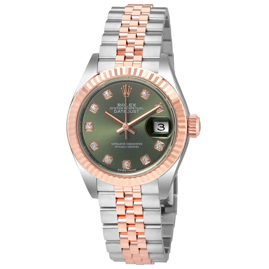 Rolex Lady Datejust Olive Dial Steel and 18K Everose Gold Ladies Watch 279171ODJ | Jomashop.com & JomaDeals.com