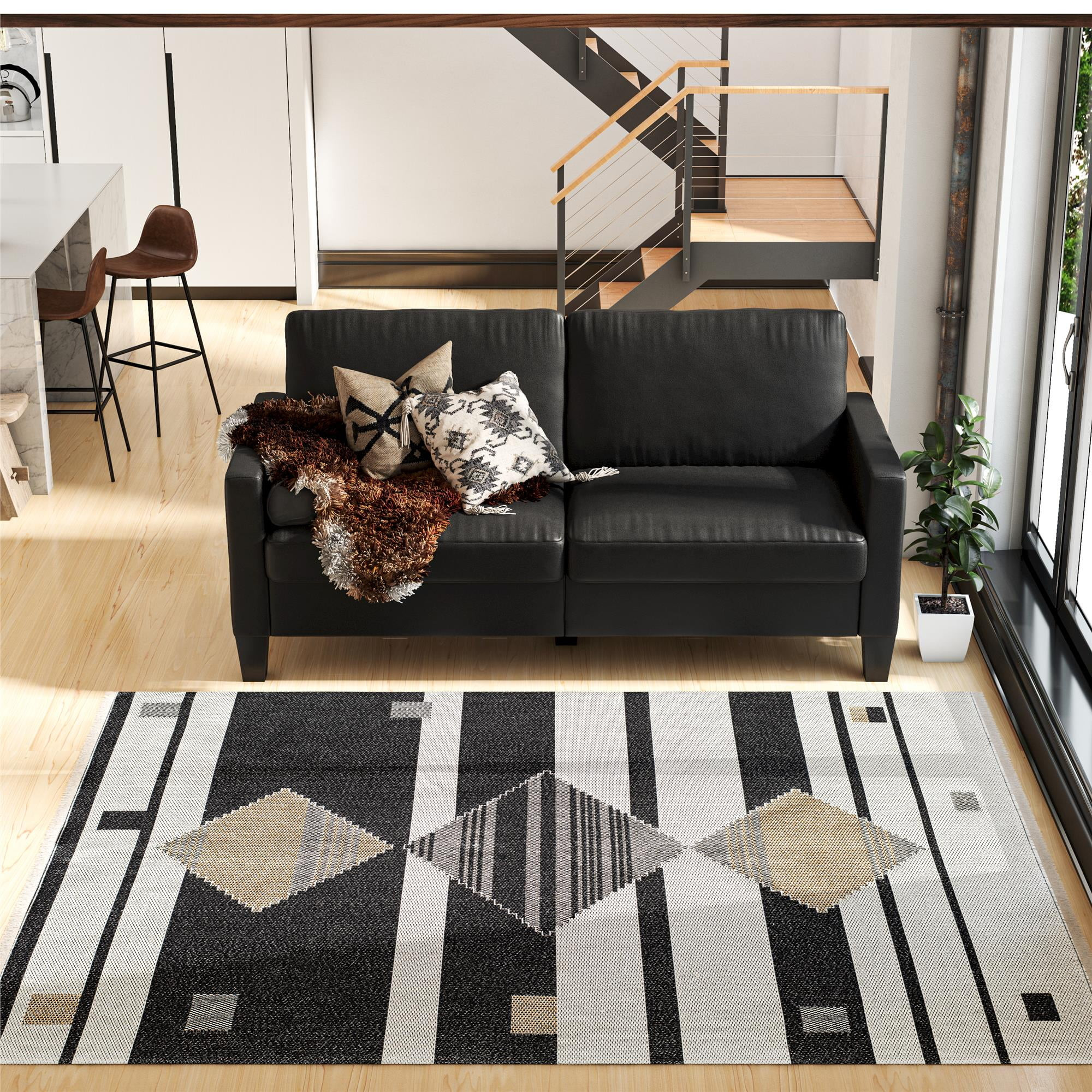 Queer Eye Tamlin Navajo Inspired Eco-Friendly Area Rug, 8'0" x 10'0", Black/Beige - Walmart.com | Walmart (US)