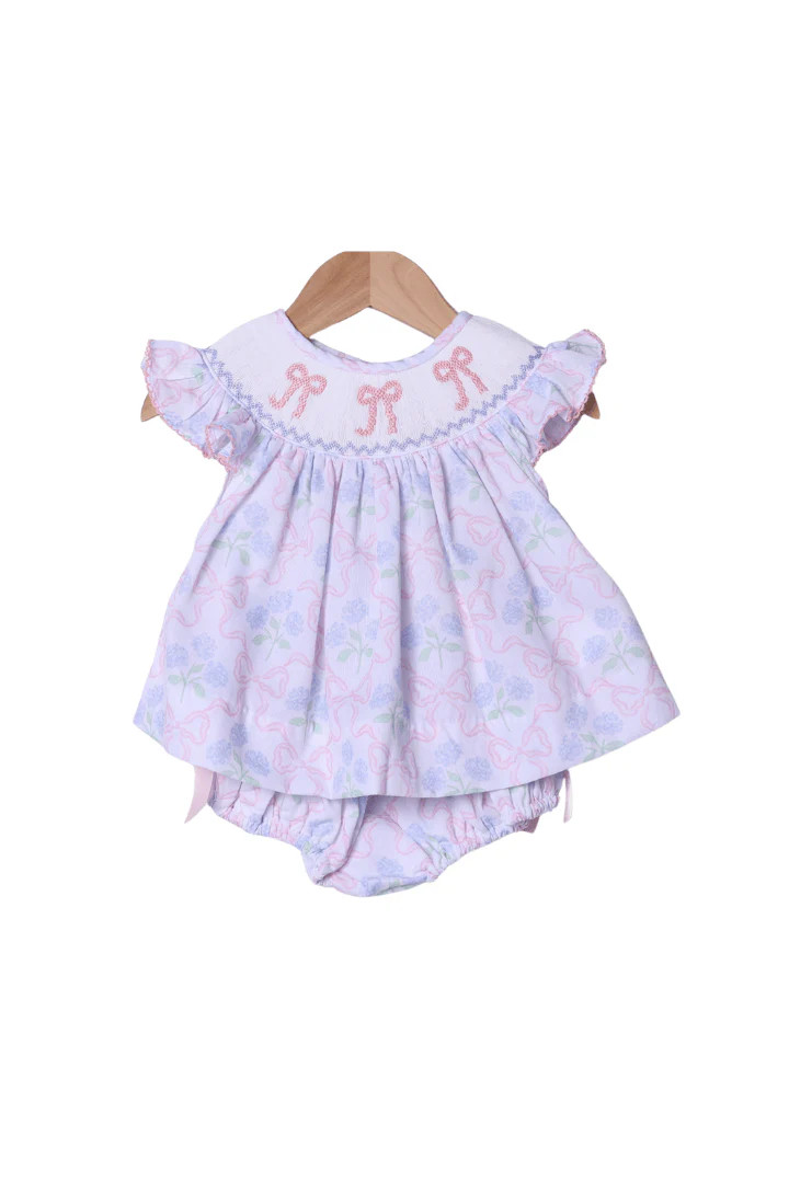 Smocked Hydrangea Bow Bloomer Set | The Smocked Flamingo