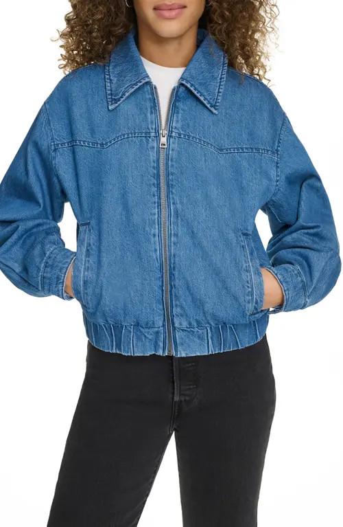 levi's Western Denim Bomber Jacket in Medium Wash Denim at Nordstrom, Size Large | Nordstrom