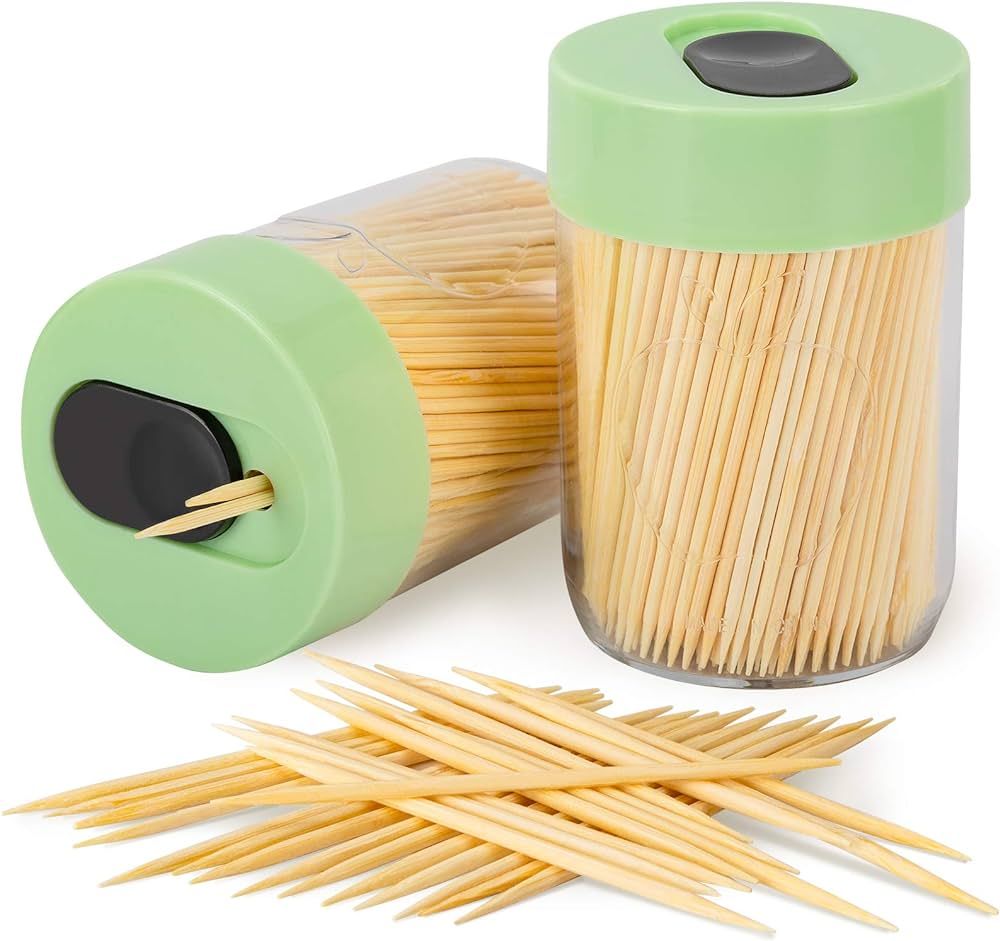 Urbanstrive Sturdy Safe Toothpick Holder with 800 Natural Wood Toothpicks for Teeth Cleaning, Uni... | Amazon (US)