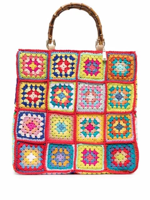 crochet floral-pattern tote | Farfetch (US)
