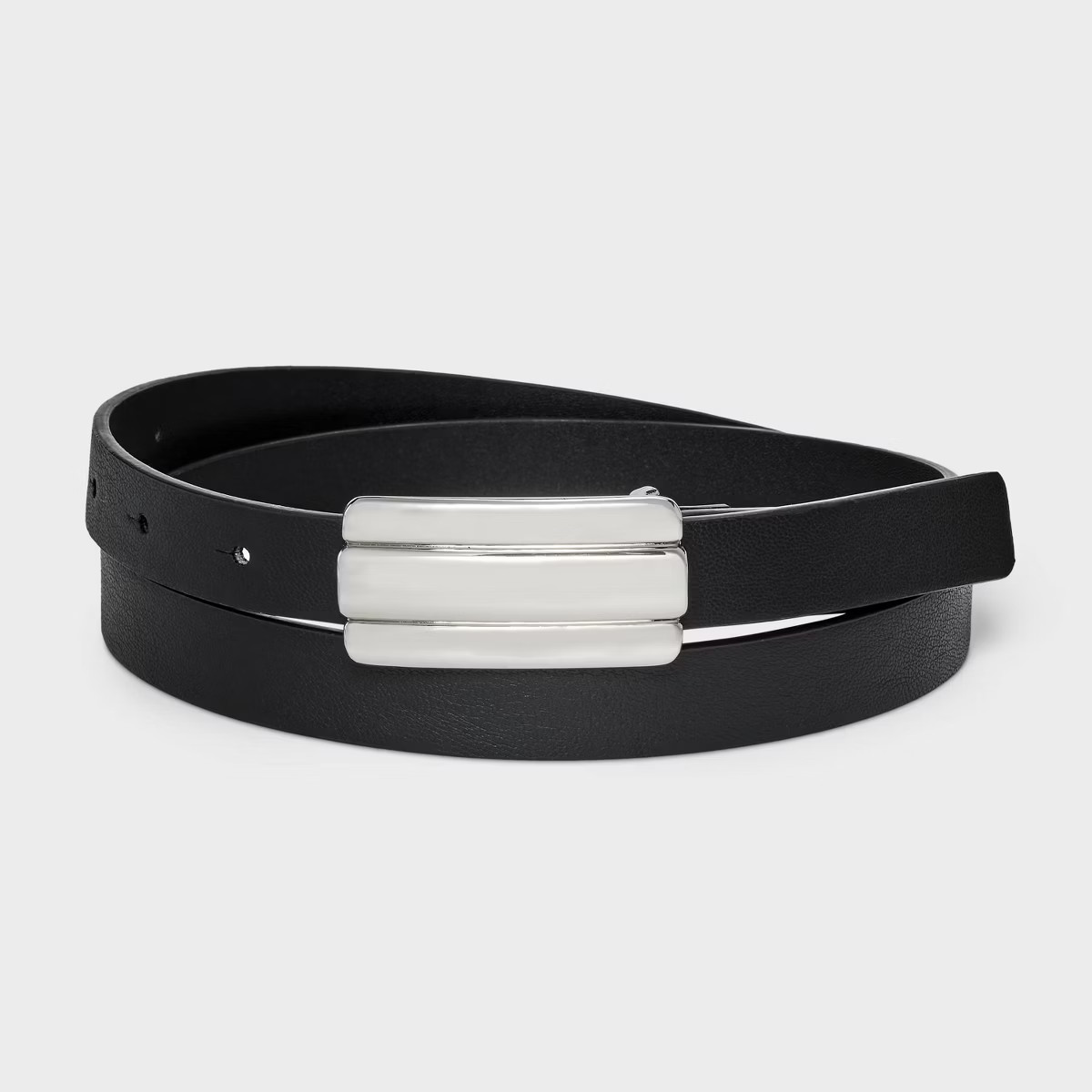 Women's Silver Textured Plaque Buckle Belt - Universal Thread™ Black | Target