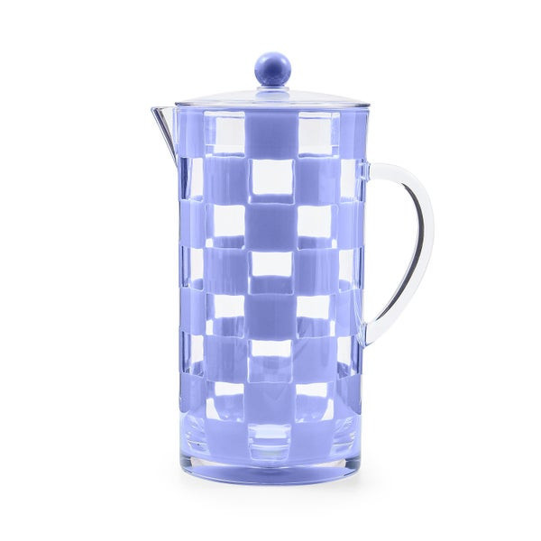 MacKenzie-Childs Check Acrylic Pitcher in Blue | MacKenzie-Childs