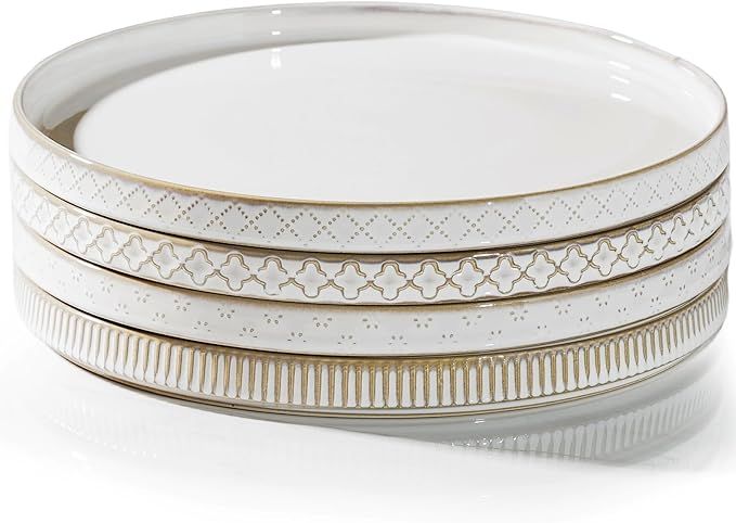 getstar 10.5” Ceramic Dinner Plates, Set of 4, Microwave & Dishwasher Safe, Salad Pasta Deep Pl... | Amazon (US)