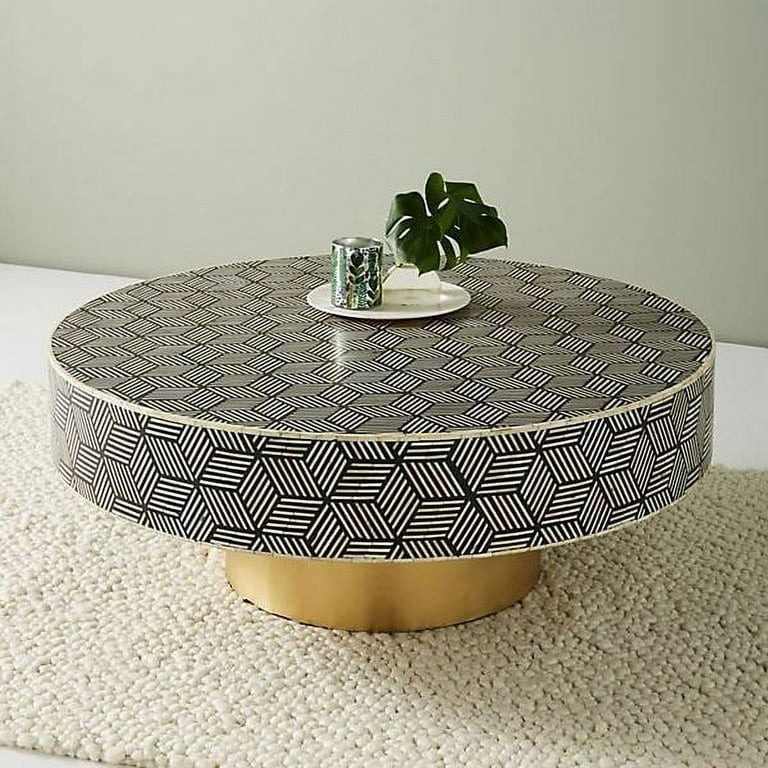 Optical Bone Inlay Coffee Table Black Ready to Ship | Walmart (US)