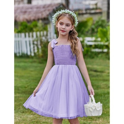 Arshiner Toddler Girl Tutu Dress Summer Bow-Tie Straps Casual Dresses Kids Princess Flowy Swing Clothes for 2-7Y Lilac 3-4 Years | Target
