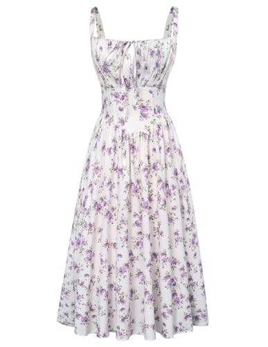 Scarlet Darkness Women's Floral Midi Dress Corset Sundresses 2026 Summer Spring Vacation Milkmaid... | Amazon (US)