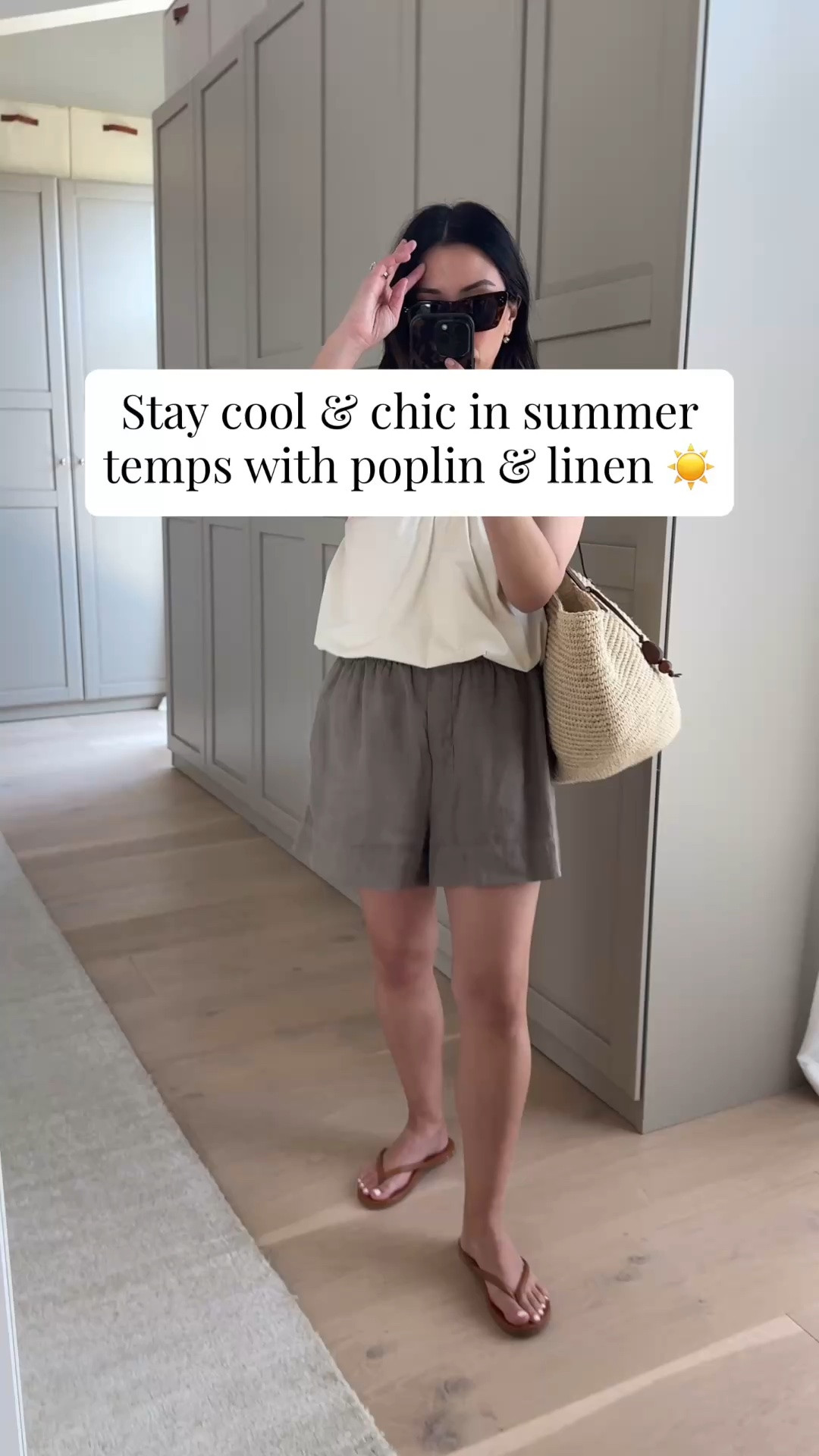 For super hot weather opt for looser pieces in lightweight fabrics - ditch the denim shorts and tight ribbed tanks. 

Zara tank small
Zara linen shorts small - old
Beek sandals 5
Hunting Season tote
Celine sunglasses
Dorsey James necklace 15”
Electric Picks earrings

summer outfits, summer style, petite style

#LTKmomlife #LTKootd #LTKPetite