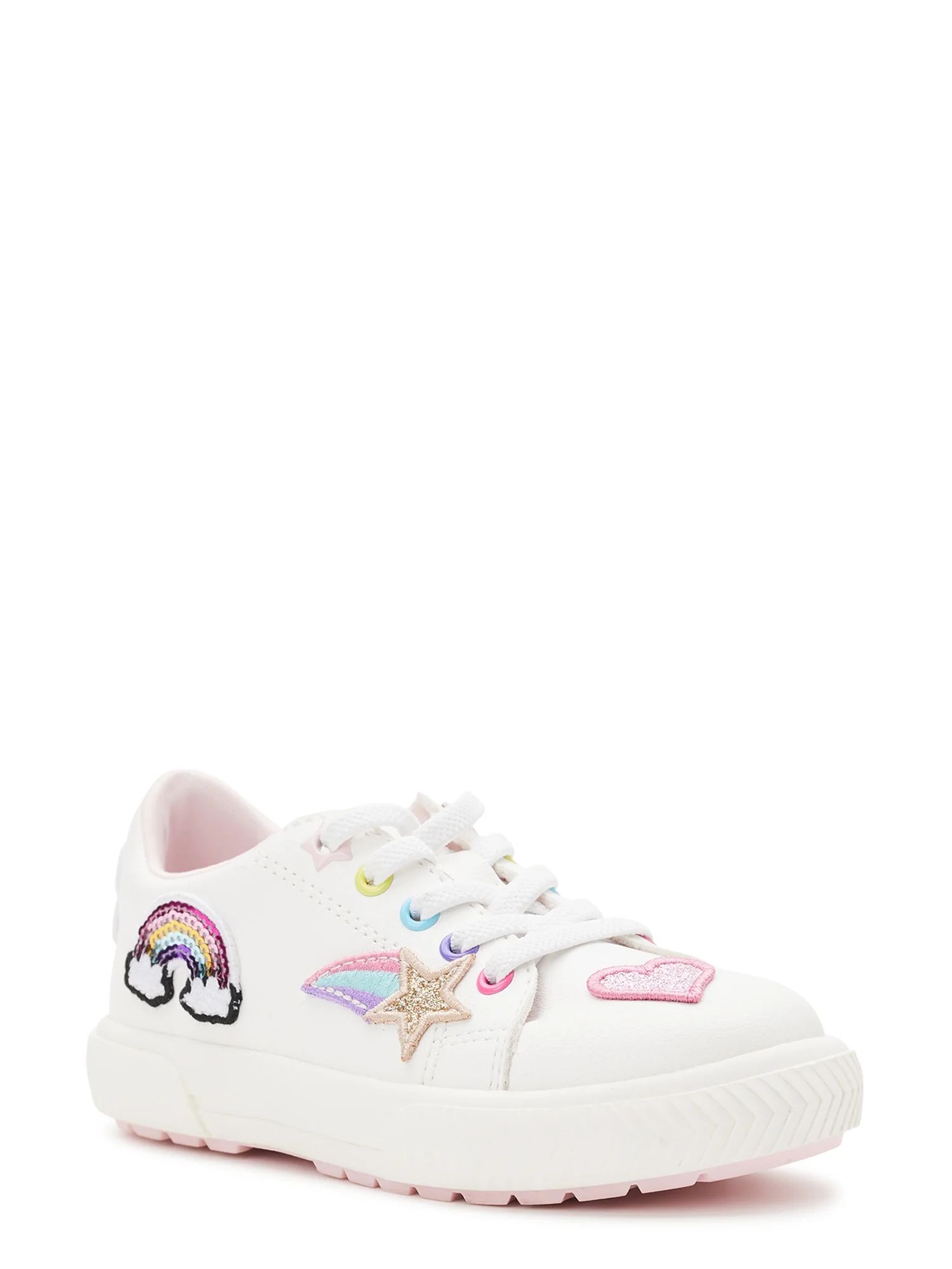 Wonder Nation Toddler Girl Patched Low Court Sneaker, Sizes 7-12 | Walmart (US)