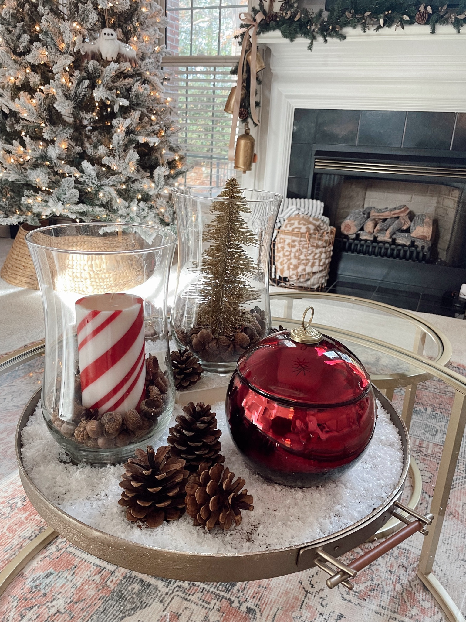 Christmas coffee table styling, high-low mix including Pottery Barn staples plus Amazon and At Home budget finds 🎅🏻🎄#christmasdecor #holidaytabledecor #holidaydecorations 

#LTKHome #LTKHoliday #LTKSeasonal