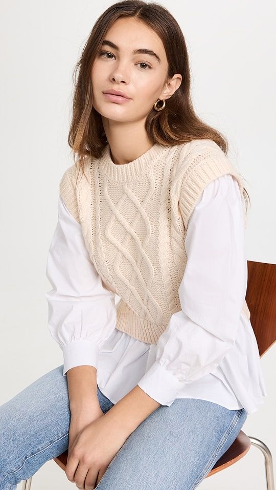 Mixed Media Cable Detail Sweater | Shopbop