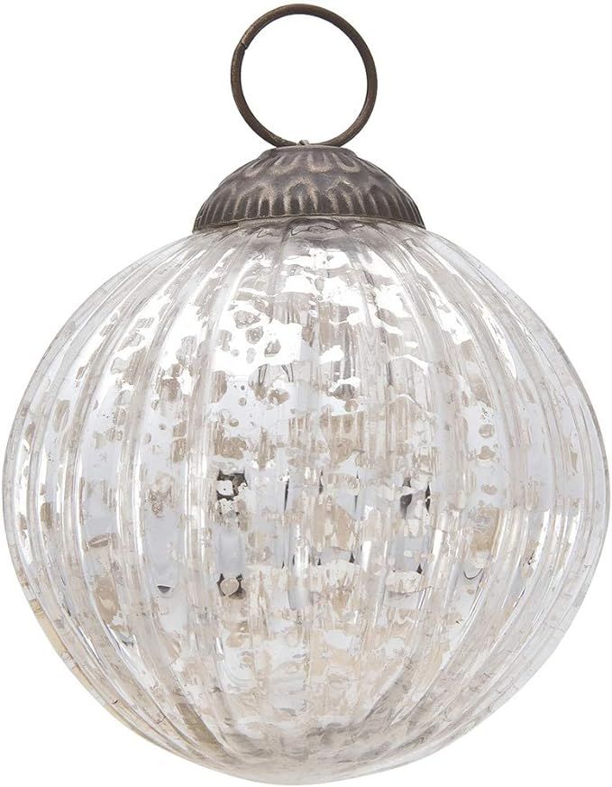 Luna Bazaar Large Mercury Glass Ball Ornament (3-inch, Silver, Mona Design, Single) - Great Gift ... | Amazon (US)