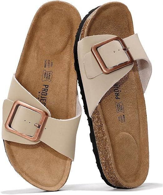 Project Cloud 100% Genuine Leather Sandals Women Dressy Beach Essentials Slides for Women Footwea... | Amazon (US)