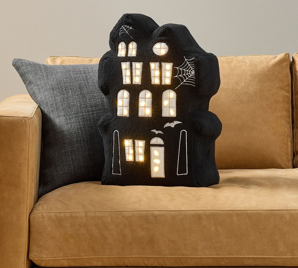 Light Up Haunted House Shaped Pillow | Pottery Barn (US)