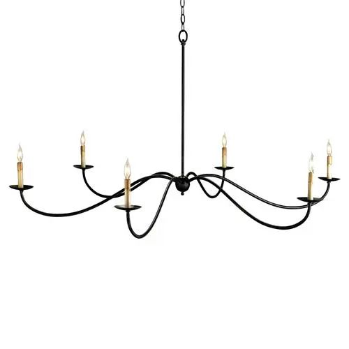 Elle French Country  Black Metal 6 Light Grand Chandelier | Kathy Kuo Home