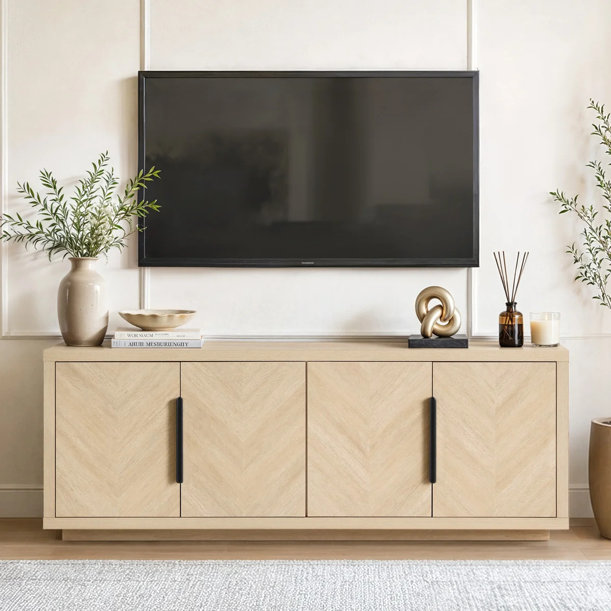 Landon 72" Floor Mounted Mid-Century Modern TV Stand With Extra Thick Board 4 Soft-Close Storage ... | Wayfair North America