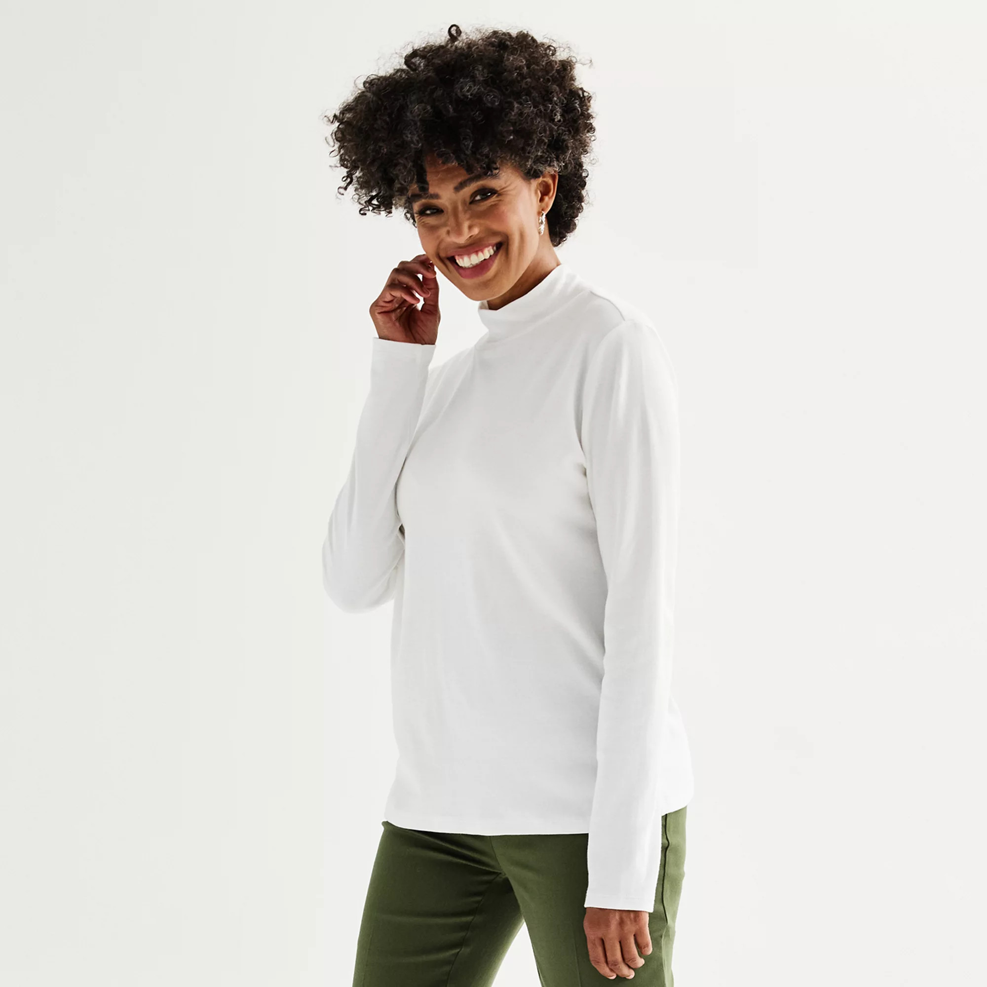 Women's Croft & Barrow® Essential Long-Sleeve Mockneck Top | Kohl's