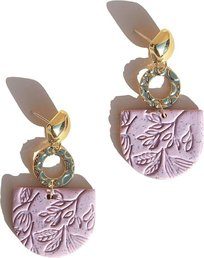Polymer Clay Rattan Flower Earring,Lavy Chsia Handmade Woven Statement Boho Lightweight Drop Dang... | Amazon (US)