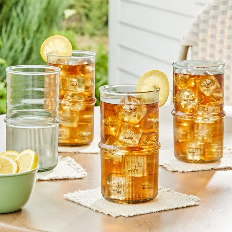 Better Homes & Gardens 4-Piece Green Ribbed Tritan Tumbler Set | Walmart (US)