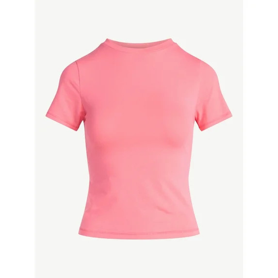 Scoop Women’s Stretch Cotton Blend Baby Tee with Short Sleeves, Sizes XS-XXL | Walmart (US)
