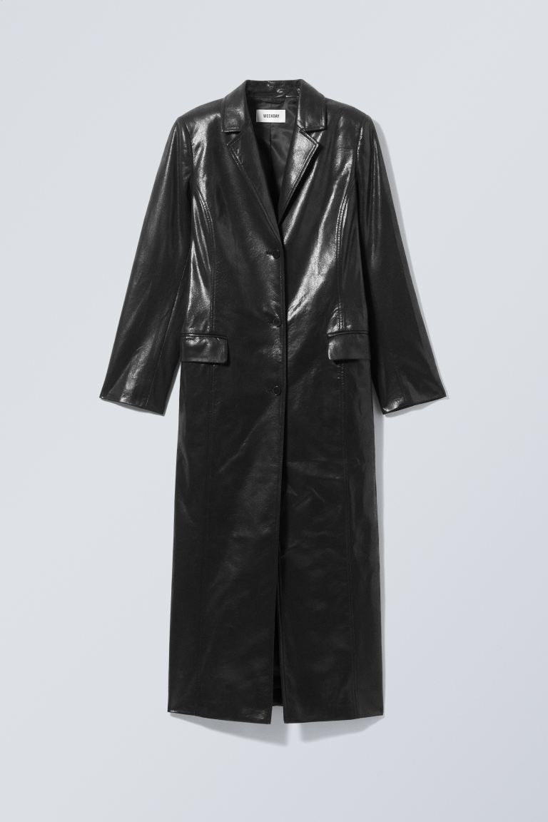 Nancy Faux Leather Coat - Shiny Black - Ladies | H&M GB | H&M (UK, MY, IN, SG, PH, TW, HK)