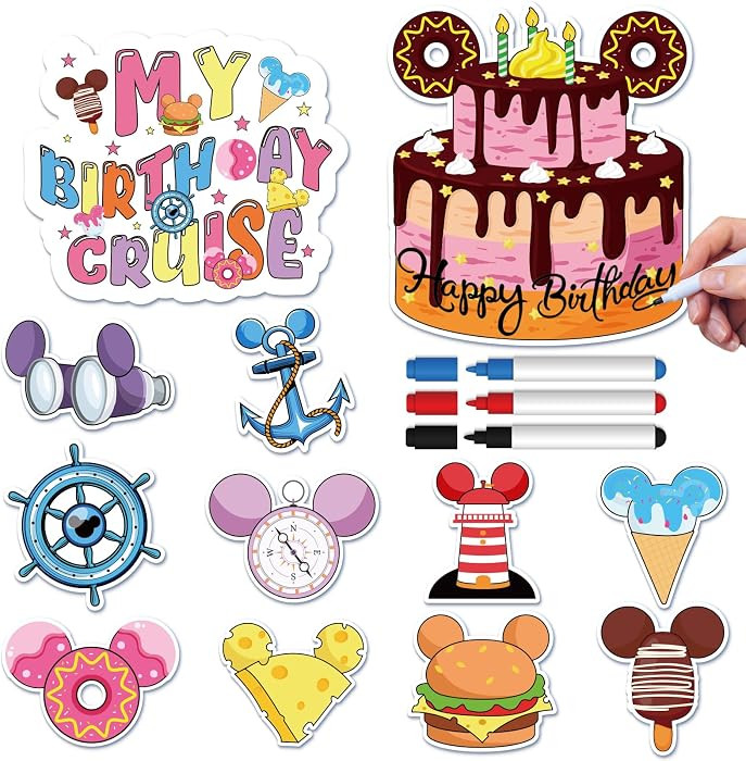 Happy Birthday Cruise Door Magnets Decorations - 12 Pcs Funny Magnetic Stickers Decorations for C... | Amazon (US)
