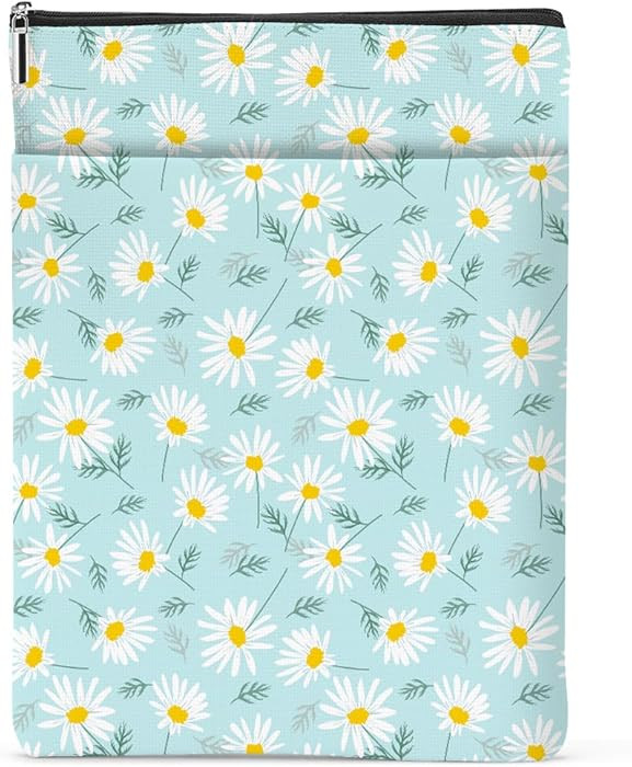 Daisy Pattern Book Lovers Gifts Waterproof Book Sleeve Book Pouch Book Protector with Zipper and ... | Amazon (US)