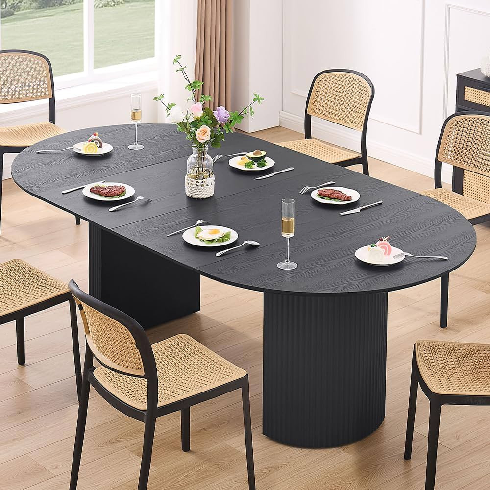 WILLIAMSPACE 86.61" Wood Extendable Dining Table for 6 to 8, Modern Oval Kitchen Table with Woode... | Amazon (US)