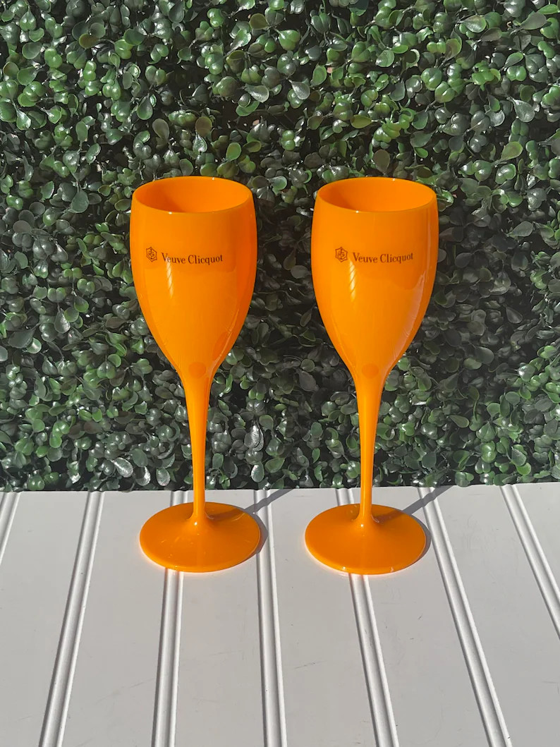 Veuve Clicquot Champagne Glasses, Veuve Acrylic Plastic Champagne Flutes, Set of 2 Champagne Glas... | Etsy (US)