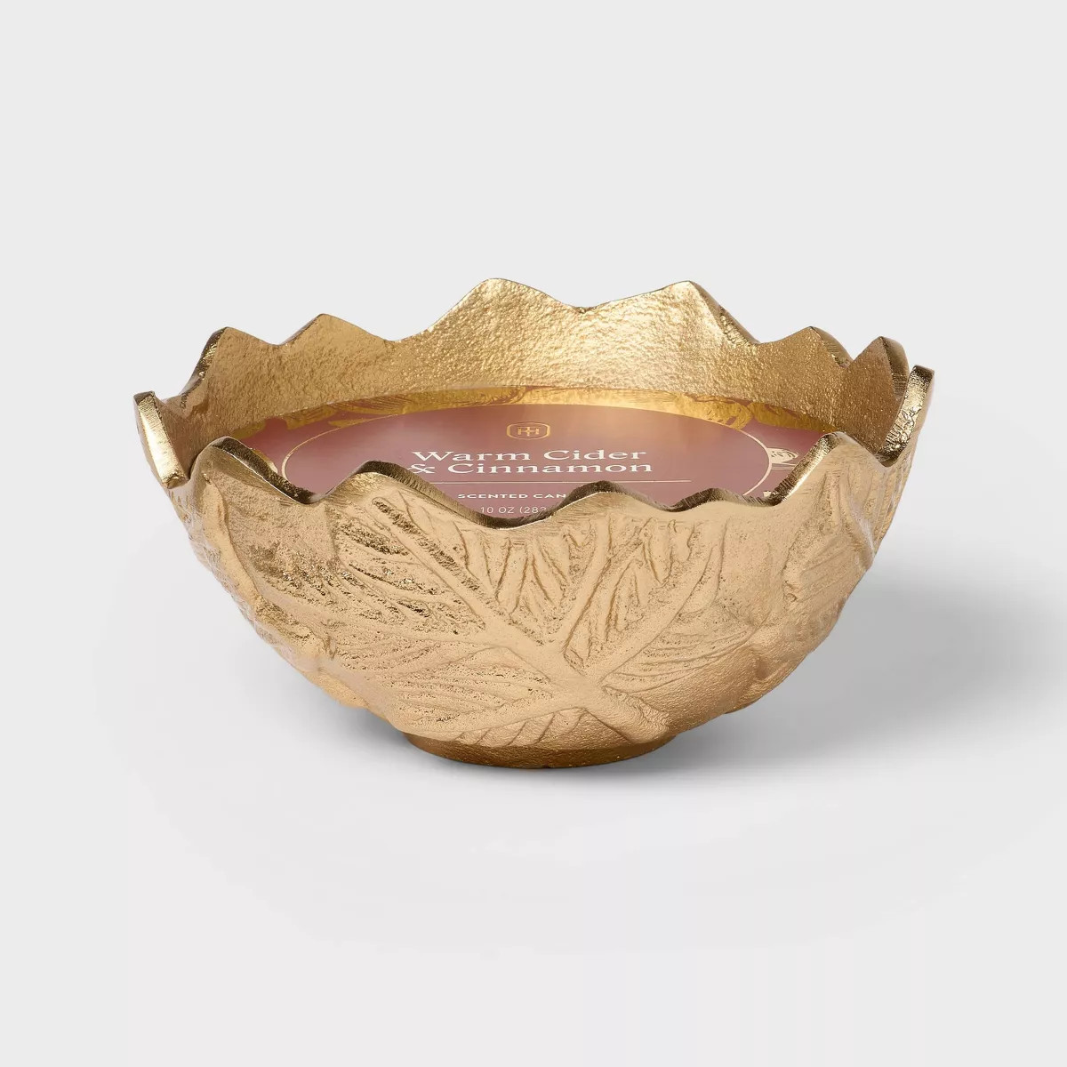 2 Wick Metal Leaf Candle Warm Cider & Cinnamon - Threshold™ | Target