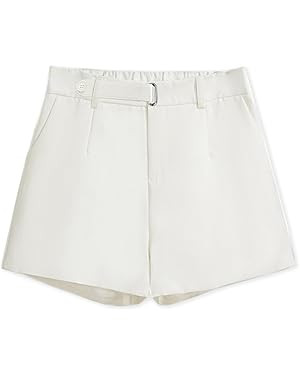 Betusline Women's Shorts Summer Casual Work Pleated Dress Shorts with Back Elastic Waist | Amazon (US)