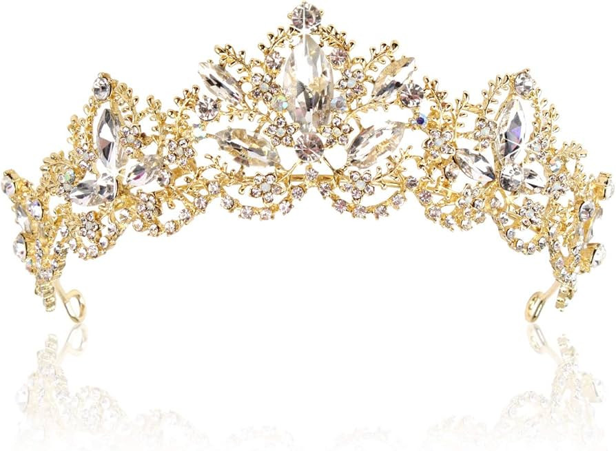 Gold Tiara Wedding Tiaras and Crowns for Women,Rhinestone Queen Tiara for Women Princess Crown Bi... | Amazon (US)