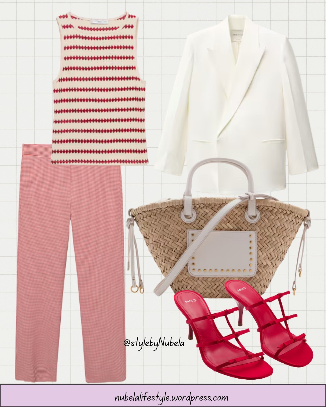 Spring/ Summer Outfit: Linen Blazer, Raffia Bag, Red Kitten Heel, Skinny pant and sleeveless Summer Top
#LTKFashion #OOTD #SummerFashion 

#LTKStyleTip #LTKSaleAlert #LTKxMadewell