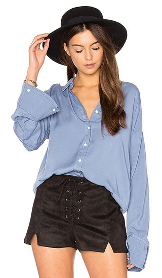 MINKPINK Flare Cuff Washed Shirt in Washed Blue | Revolve Clothing
