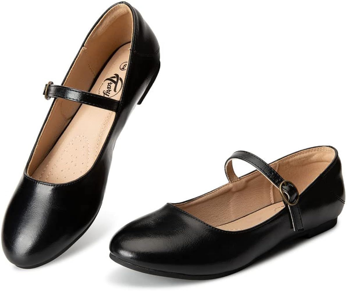 Trary Mary Jane Shoes Women, Women's Flats, Ballet Flats for Women, Round Toe Black Flats Shoes W... | Amazon (US)