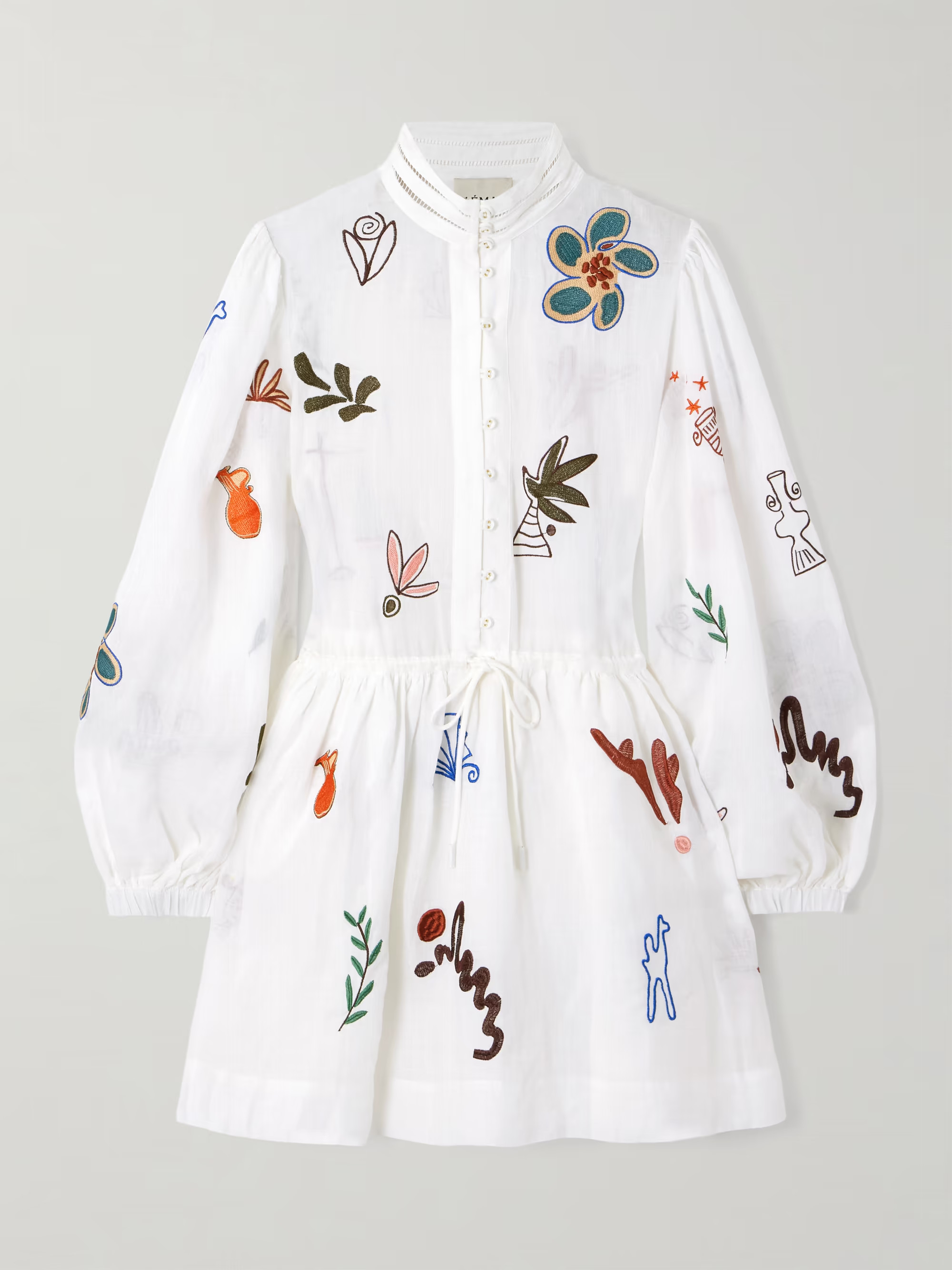 + LRNCE Mina embroidered ramie mini dress | NET-A-PORTER (US)