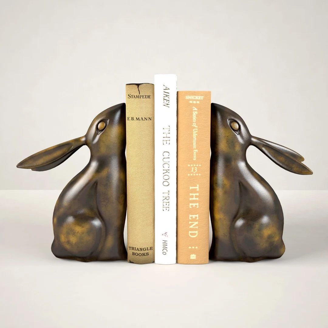 Bunny Bookend | Rabbit Bookend | Bunny Statue | Animal Bookend | Bookend | Mini Statue Bookend | Etsy (US)