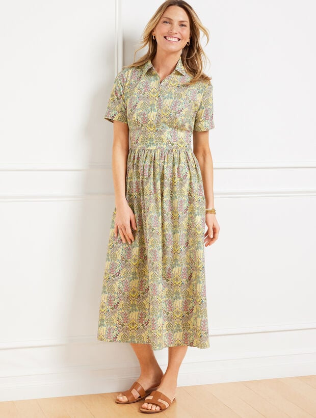 Smocked Poplin Shirtdress - Branching Floral | Talbots