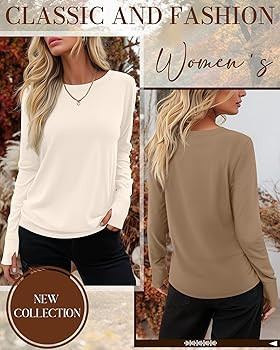 Huukeay 3 Pack Women's Long Sleeve Shirts with Thumb Holes, Cotton Casual Crew Neck Tunic Tops Fa... | Amazon (US)