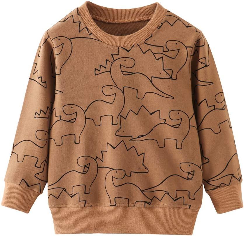 HUAER& Baby Boy Round Neck Cotton Long Sleeve Pullover Sweatshirt 2-7Y | Amazon (US)